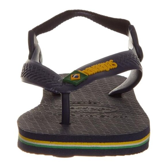 NEW Havaianas Kids Baby Brazil Logo Navy Blue Sling Back Flip Flop Sandal - Picture 3 of 7